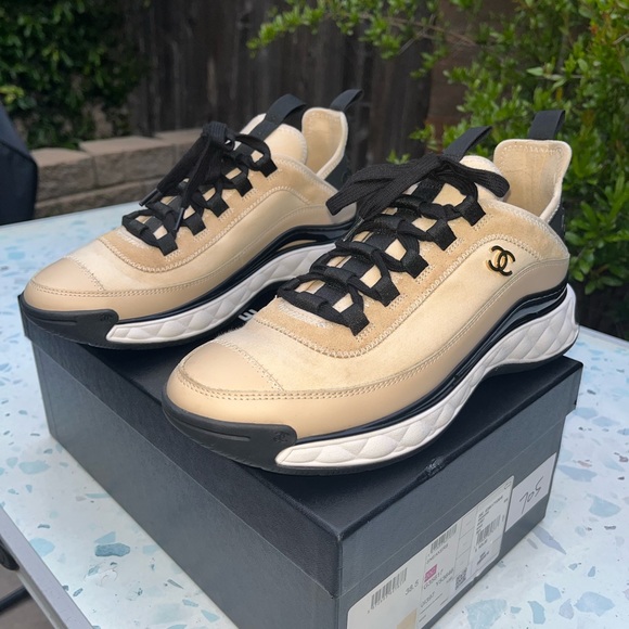 CHANEL Calfskin velvet trainers suede calfskin tpu sneaker G35617 Y53646 CC LOGO - Picture 12 of 16